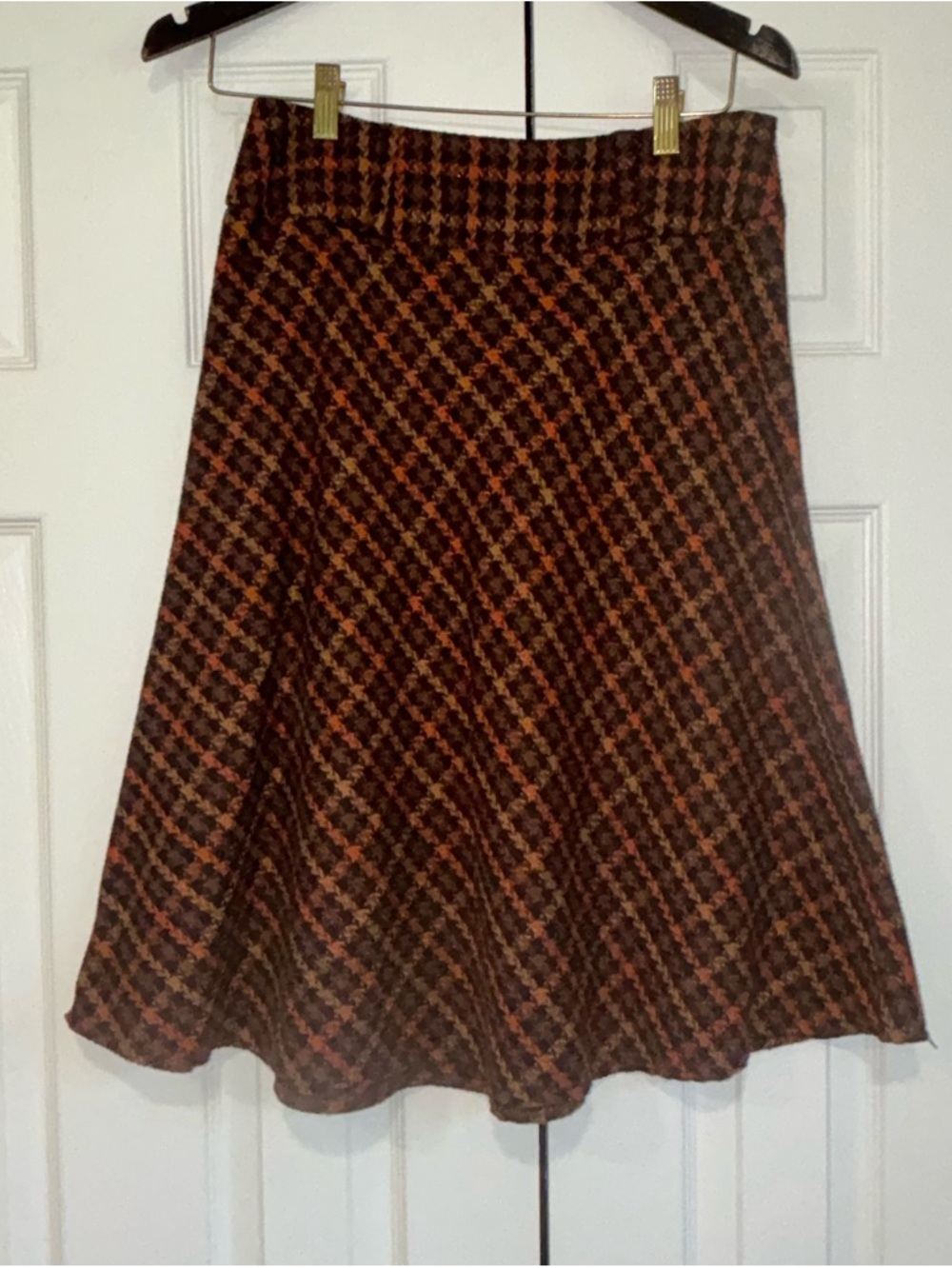 Dressbarn Women’s A-Line Plaid Midi Skirt Brown & Orange Size 4
